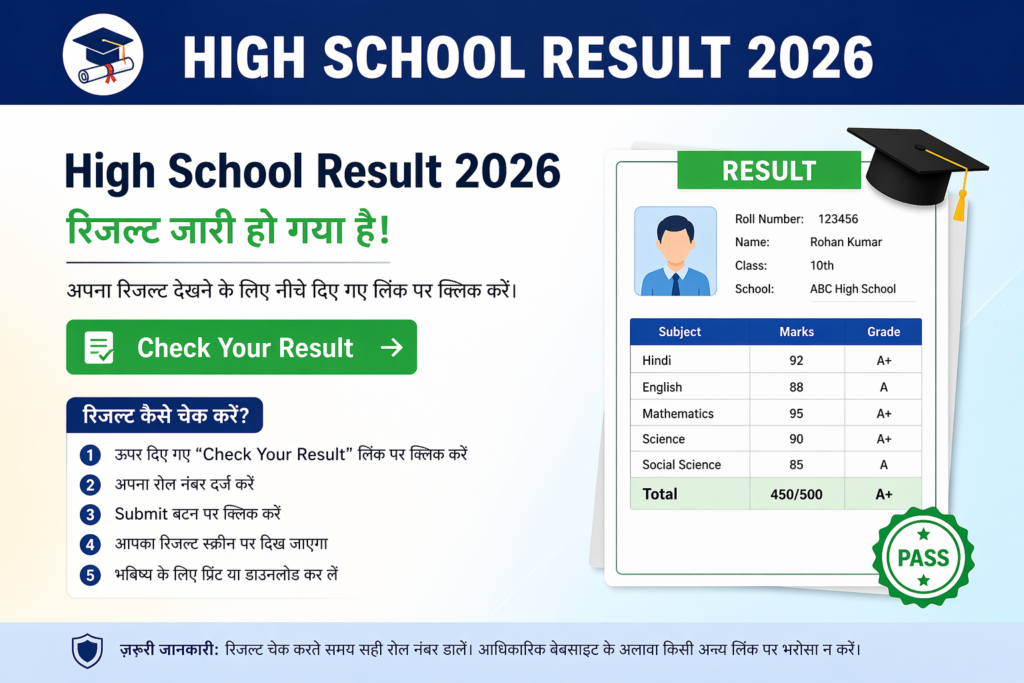 High School Result 2026 जारी – ऐसे करें चेक